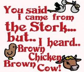 Brown Chicken Brown Cow Machine Embroidery Pattern